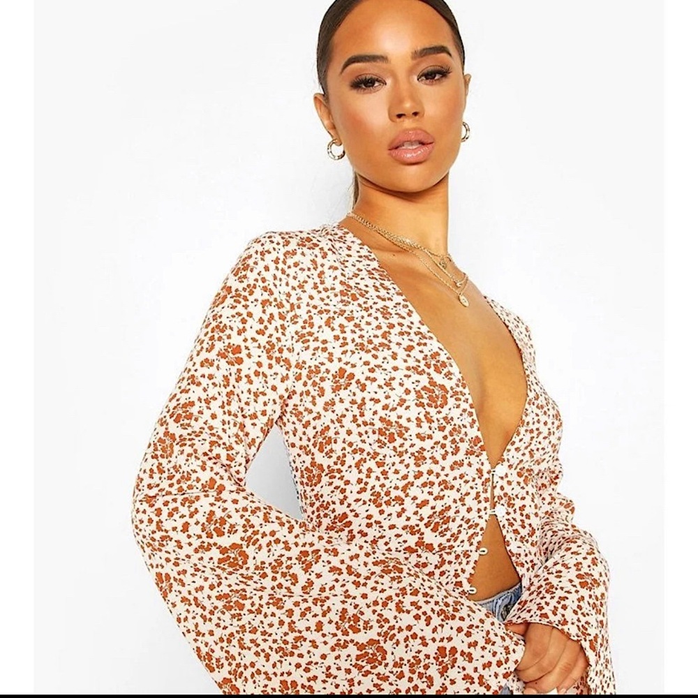 NWT Floral White & Orange Duster Kimono Size 2